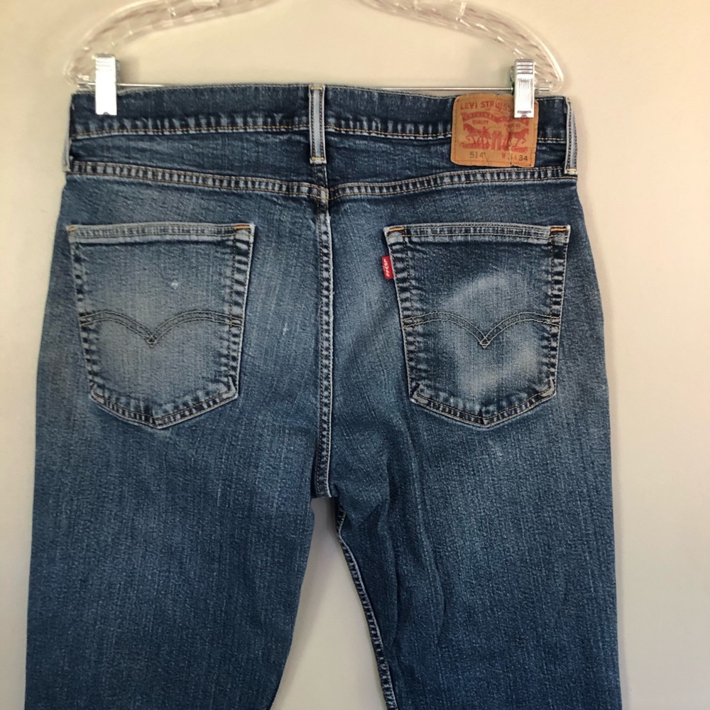 Levi Strauss Mens 514 Slim Straight Jeans 36x34 Blue Denim Faded Medium Wash - Picture 4 of 7